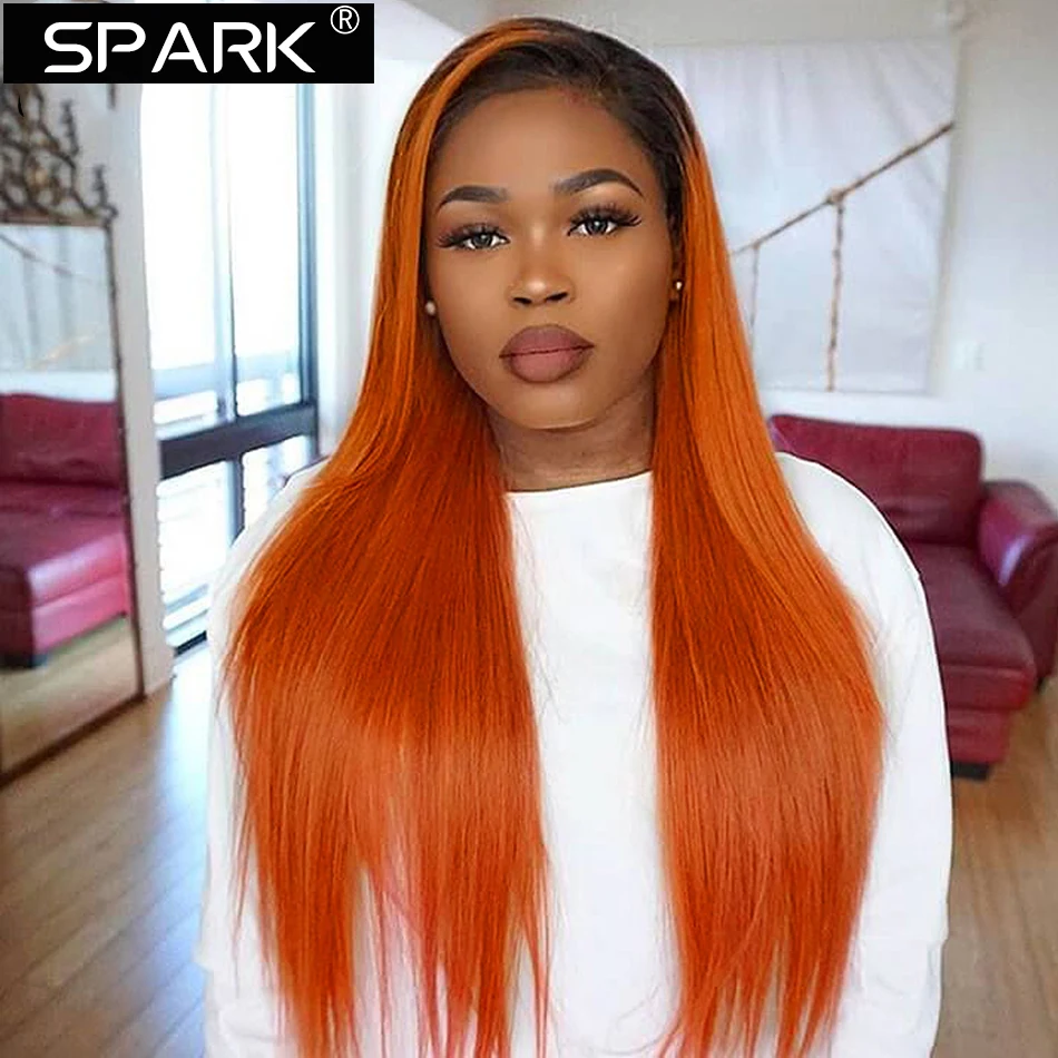 Ombre Ginger Orange Straight Hair Lace Closure Wig Ombre Human Hair Wigs Lace Frontal Wig Colored Wigs Black Women human hair wig lace front wig human hair wigs front lace wig