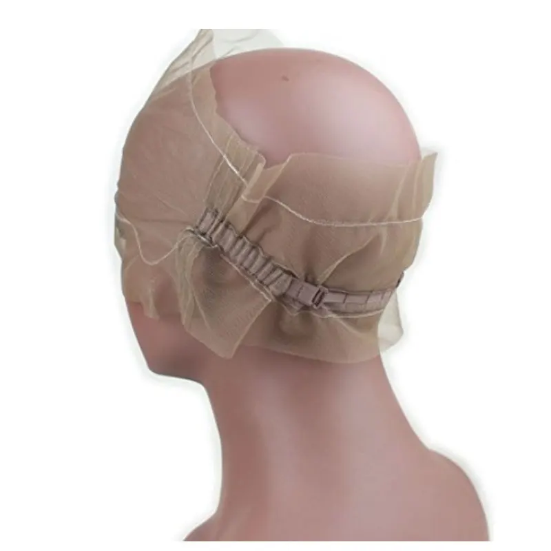 360 Lace Wig Cap for Making Wigs Swiss and French Lace Hair Net with ear to ear Stretch Medium Brown Color for Wig Making