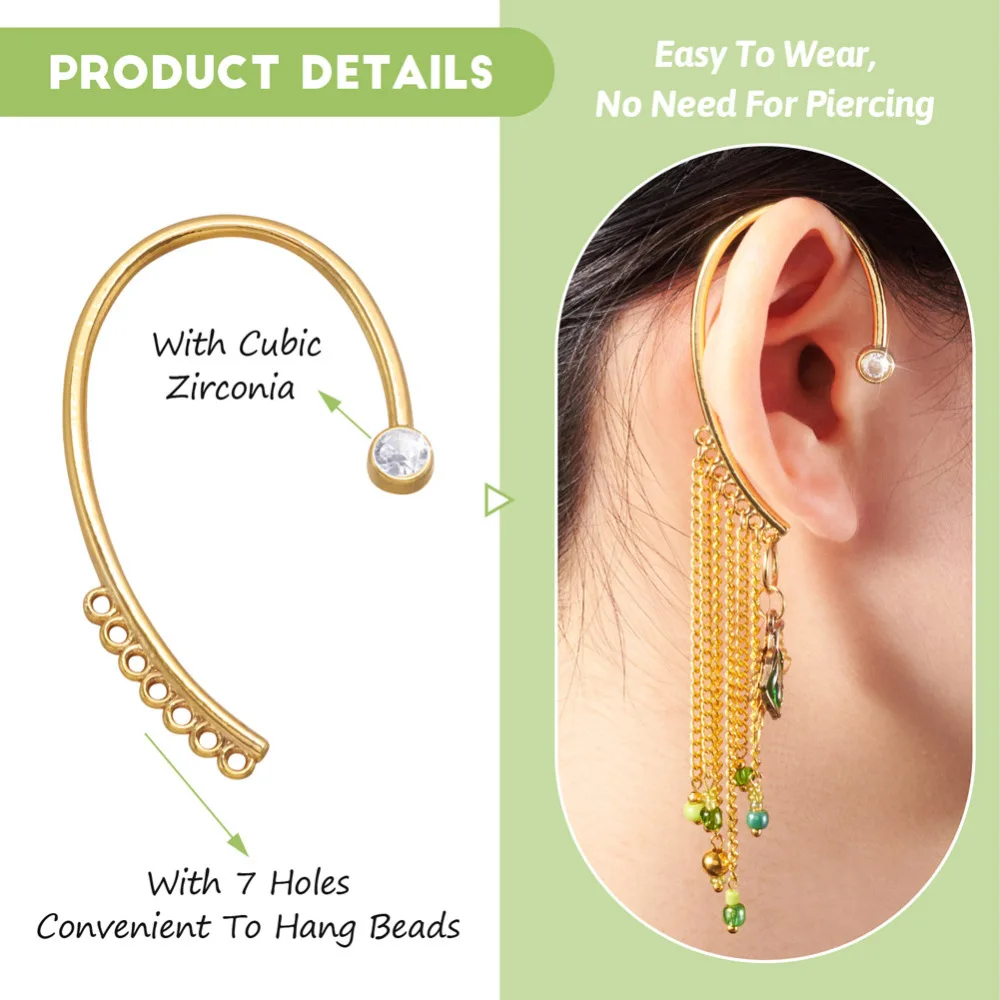 49pcs/Box Alloy Cuff Earring Accessories Findings Non Piercing Earring with 7 Loop for Creative DIY Earring jewelry making Decor