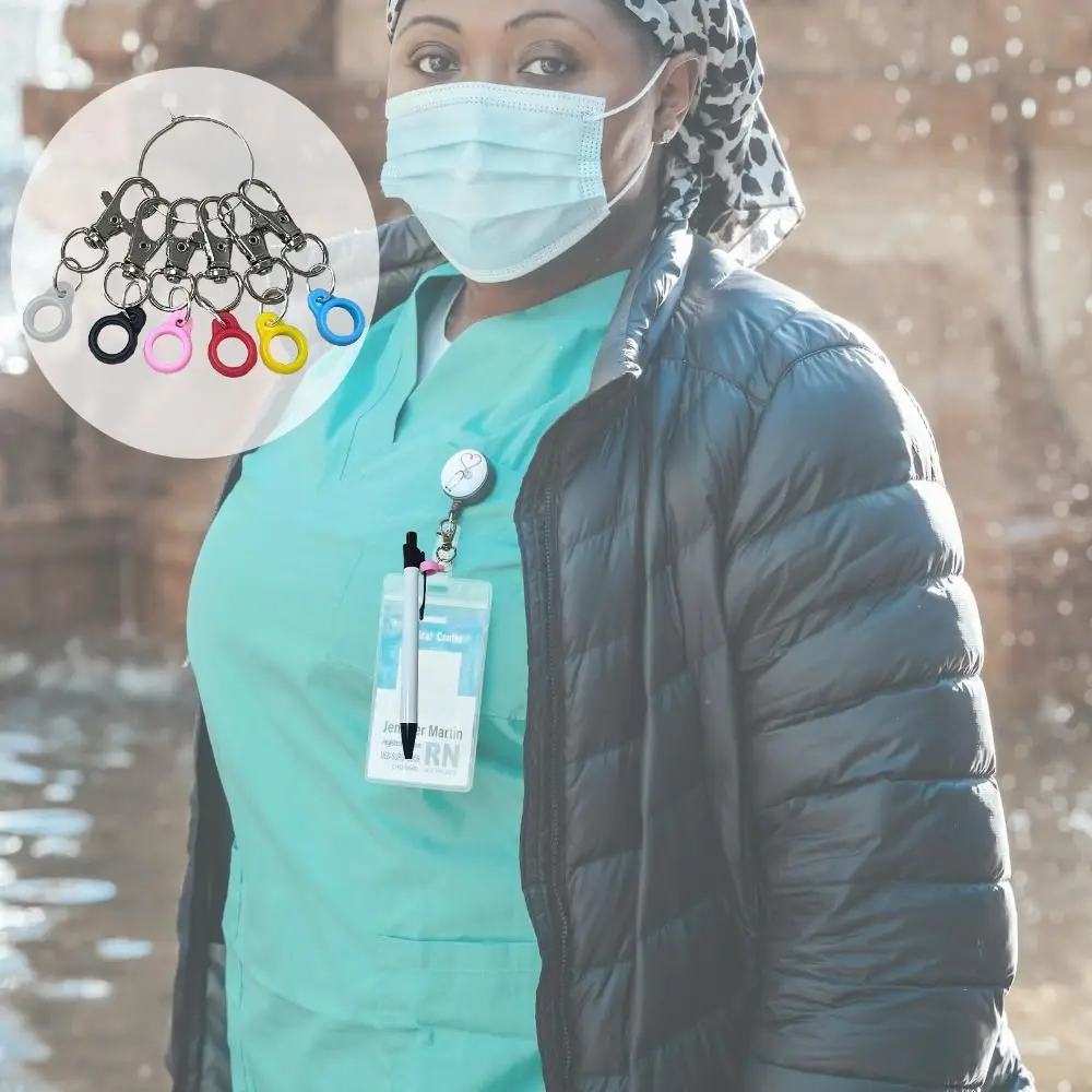 1/6/10PCS 실리콘 랍스터 클래스프 펜 홀더 랍스터 클래스프가 있는 펜 홀더 분실 방지 키링 펜 클립 멀티 컬러 간호사 배지 액세서리