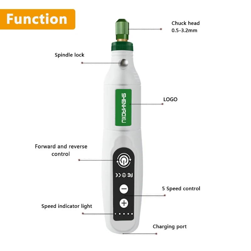 Electric Grinder USB Charging Speed Adjustment Forward And Reverse Carving Grinding Word Polishing Machine Cutting Mini Drill 3