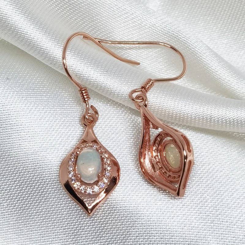MeiBaPJ Natural Opal Gemstone Fashion Leaf Drop Earrings for Women Real 925 Sterling Silver Charm Fine Jewelry