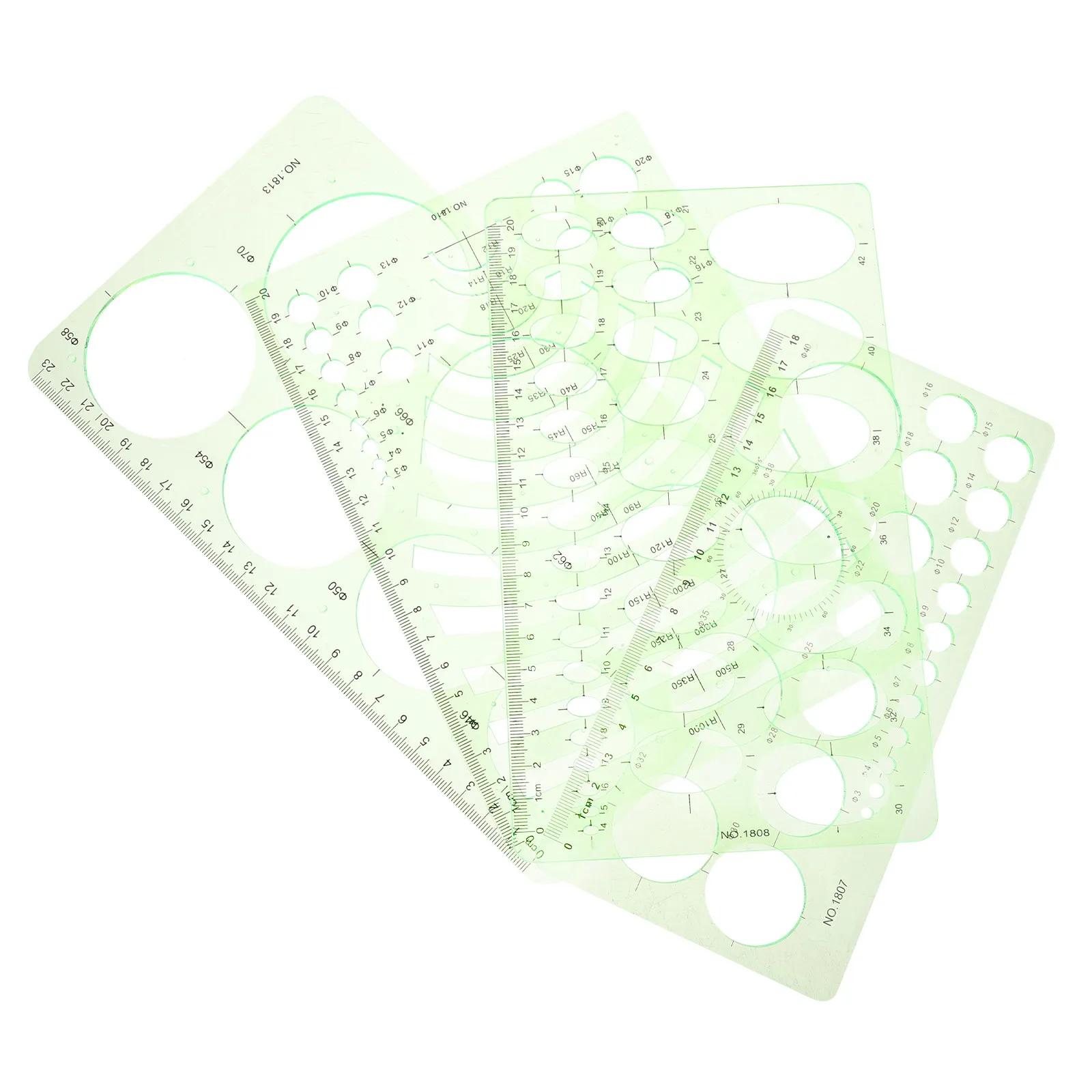 4Pcs 드로잉 스텐실 템플릿 플라스틱 학생 드로잉 자 기하학 도구 건축 용품 학교 제도 장비