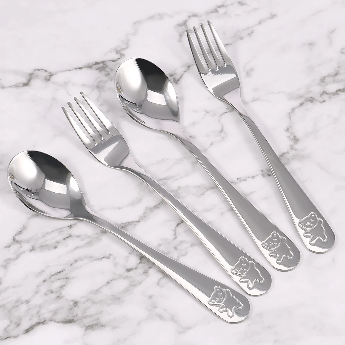 Kids Fork and Spoon Set 10Pcs 410 Stainless Steel Dishwasher Safe stainless steel spoon fruit fork silverware set