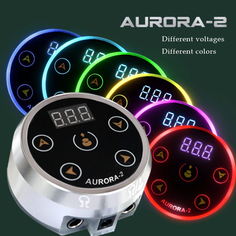Tattoo Power Supply AURORA 2 Tattoo Power Supply Tattoo Machine Power Pen Supply Mini LCD Screen with EU/US Adapter for Coil Gun&Rotary