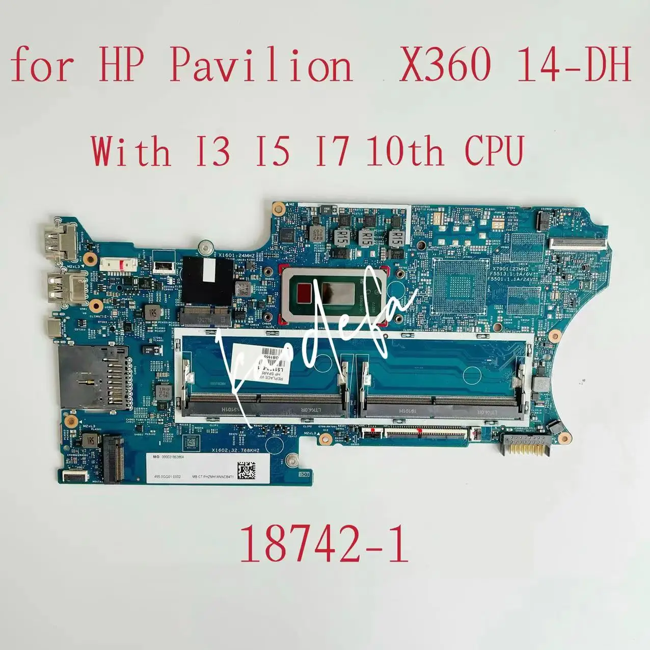 

18742-1 Mainboard For HP PAVILION X360 14-DH Laptop Motherboard With i3 i5 i7 10th CPU DDR4 L67766-601 L67767-601 L67768-601