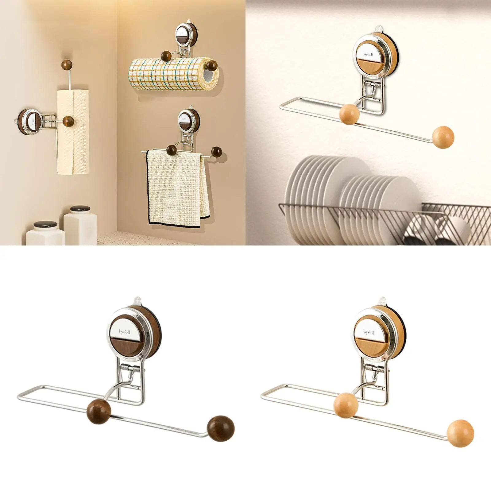 Paper Towel Holder Multi Functional Metal Wall Mounted Kitchen Hanging Dispenser for Kitchen Bathroom Disposable Hand Towels