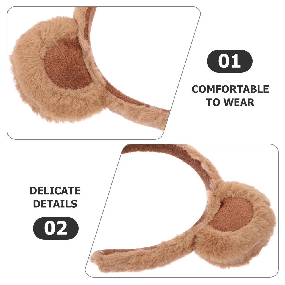 3 Pcs Cartoon Bear Headband Cute Plush Hair Accessories 3pcs (a Style Headband-brown) Headbands Animal Skin 4