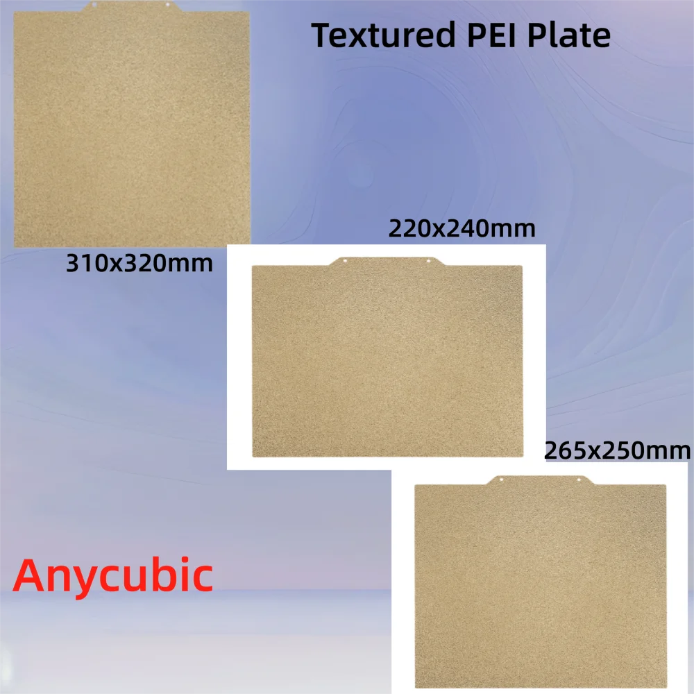 Anycubic PEI-Bauplatte für Kobra Plus/Vyper/Mega S beheiztes Bett, 310 x 320/265 x 250/220 x 240 mm, doppelseitig strukturiertes PEI-Stahlbett
