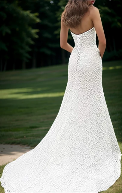 TSxuelian Sweetheart  Lace Wedding Dresses Mermaid Off Shoulder Floor Long Bridal Ball Gown Small Trailing  Beach Wedding Gown 2