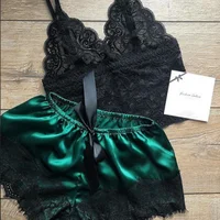 Pajama Sets Sexy Pajamas for Women 2 Pieces Top Shorts Set Sleepwear Clothes Lace Pajamas Underwear Lingerie 4