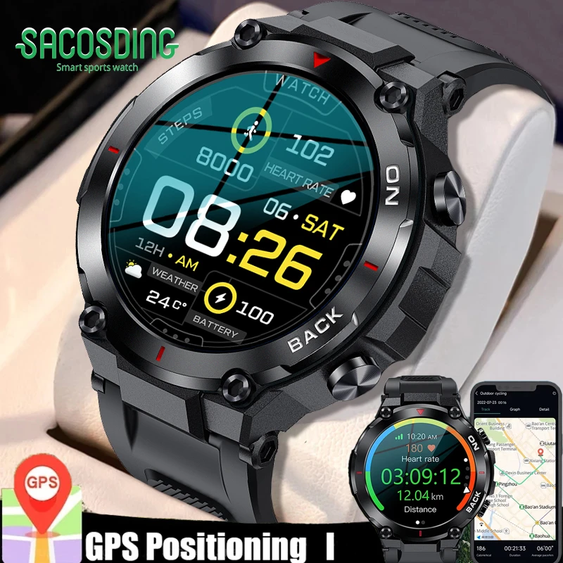 2023 New Watch Men GPS Outdoor military Smart Watch Men Waterproof Watches Sport Fitness