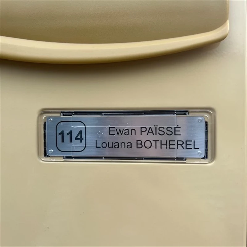 Adhesive Mailbox Sign name badge Personalized Text Standard Size 7*2 cm Engraved Stainless steel Mail box tag Professional Label