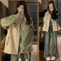 Casual Hooded Jacket Women Spring Autumn New Student Version HongKong Style Loose All Match Upper Apparel Female Outerwear