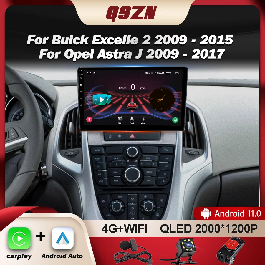 

QSZN For Buick Excelle 2 2009-2015 For Opel Astra J 2009-2017 Car Radio Multimedia Player Android 13 GPS Navigation No 2din DVD