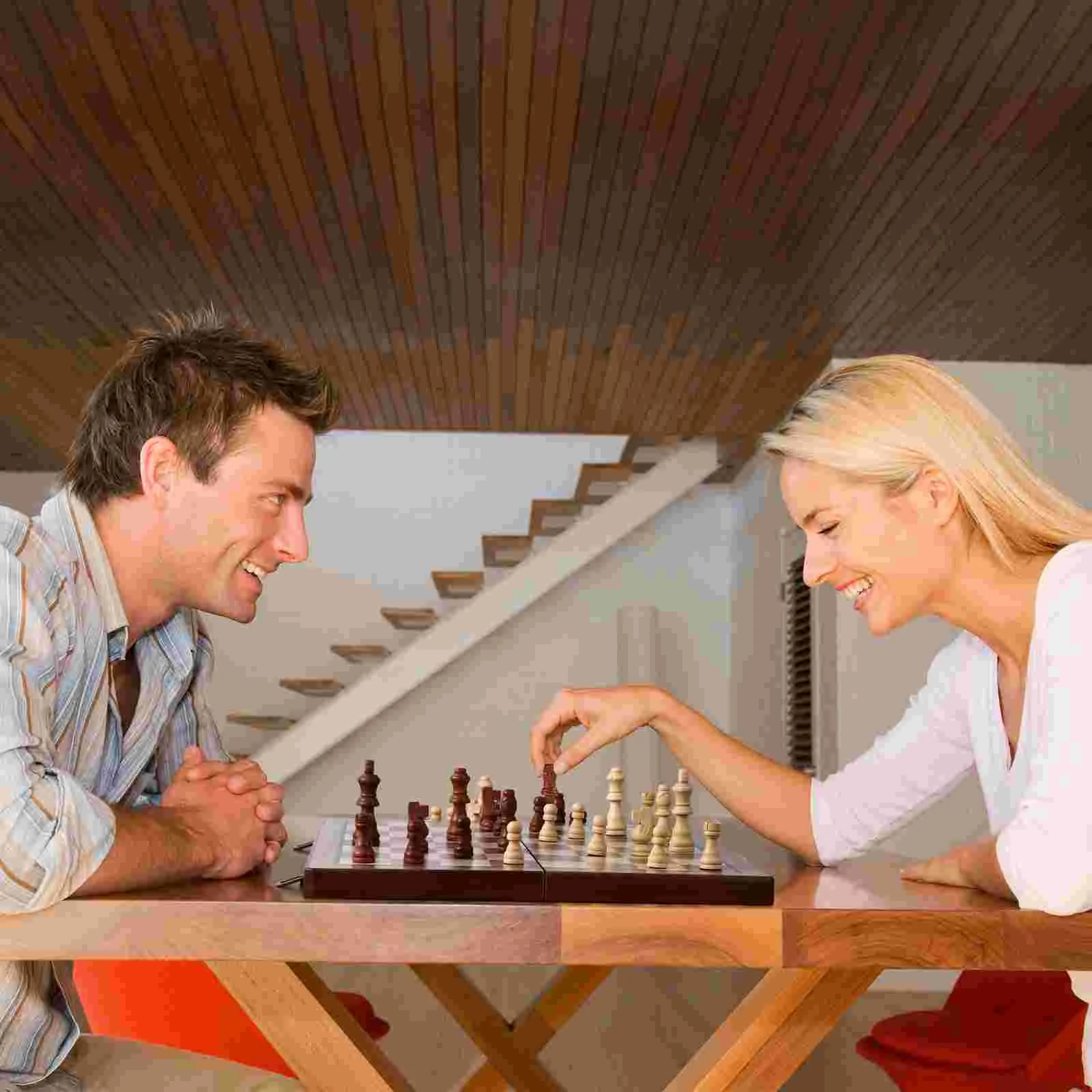 1 Wooden Chess Checkers Board Chess Folding Board Pieces Travel