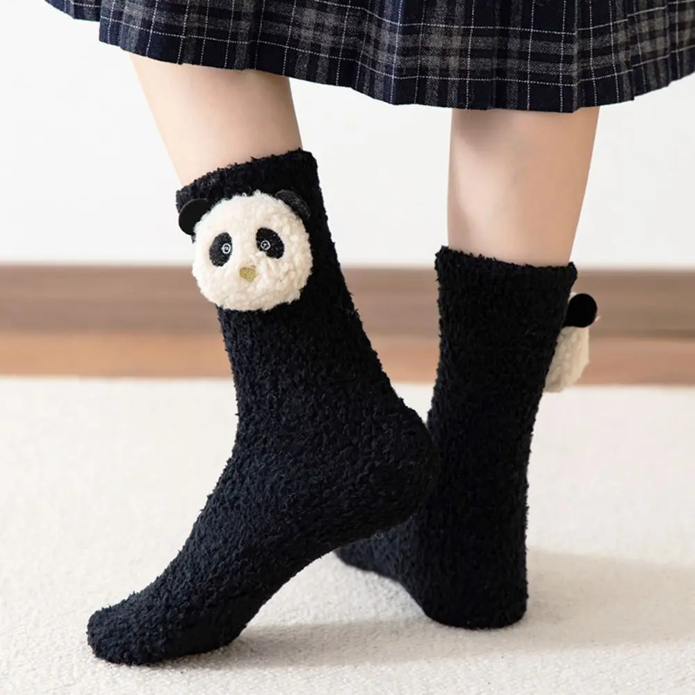 Fashion Design Warm Bear Middle Tube Bunny Korean Style Floor Socks Cartoon Hosiery Women Frog Socks Coral Fleece Socks