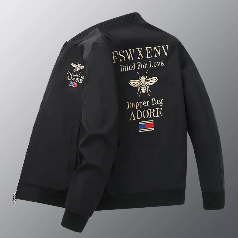 

Spring and Fall Men's Fashion Jacket Long sleeve Embroidered coat Men's Jacket Everyday casual bomber jacket