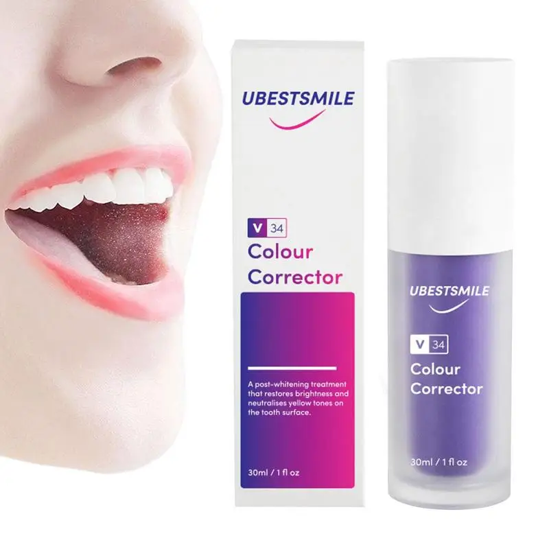 

Teeth Color Corrector Purple Colour Corrector Toning Essence Freshen Breath Good Cleaning Effect And Tooth Color Correction