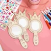 Wooden Toy Mirrors Handheld Crafts Boxwood Princess Birthday Party Decorations Child 3