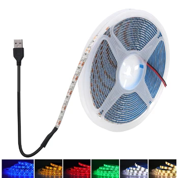 USB LED 스트립 조명, 5V 60LEDs/m, 레드, 블루, 따뜻한 화이트, 블루, 2835 유연한 램프 테이프, TV 백라이트 룸 캐비닛 주방 장식
