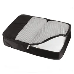 Compact Travel Packing Cubes Set: Lightweight Compression Storage and Organization Pouches - 4PCS (Black)