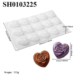 Heart Rose Silicone Mold for Baking and Desserts - Ideal for Mousse, Chocolate, Candy, Pudding, and French Pastries - Perfect for Valentine's Day and Weddings (SH0103225)