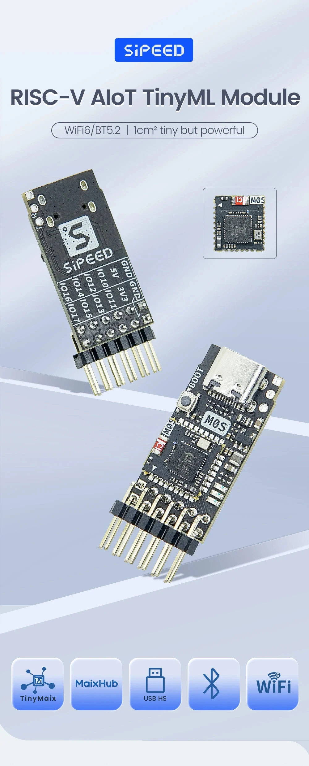 Sipeed M0S Dock Tiny IoT Module Buffalo Lab BL616 RISC-V CPU Wireless Wifi6 Blue