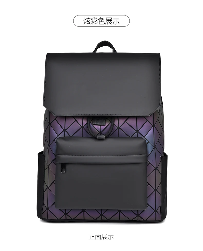 Schillernder geometrischer Herrenrucksack, wasserabweisender, trendiger Rucksack, Freizeittasche mit mehreren Taschen – Detail 4