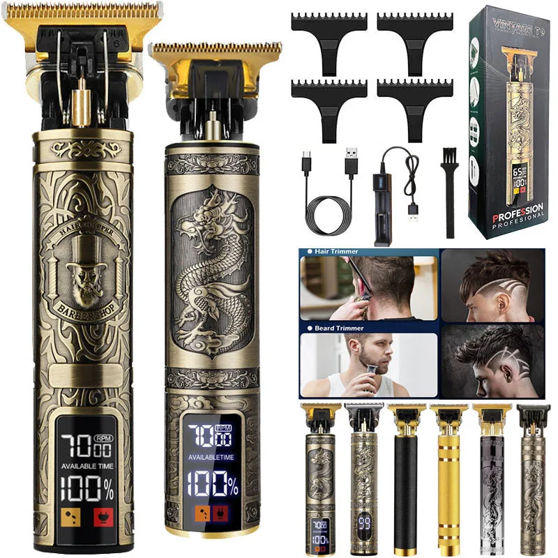 Lcd Display Metal Body Edgers Full Set Wireless Barber Shop Beard Professional Electric Hair Clipper Trimmer Cut Cutter Machine