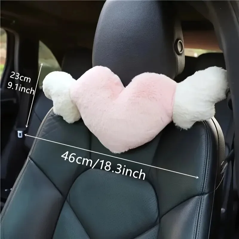 1pc Cute Cartoon Car Headrest Pillow Neck Support Pillow Love Heart Back Waist Pillow Seat Back Cushion Car Interior Decoration 6