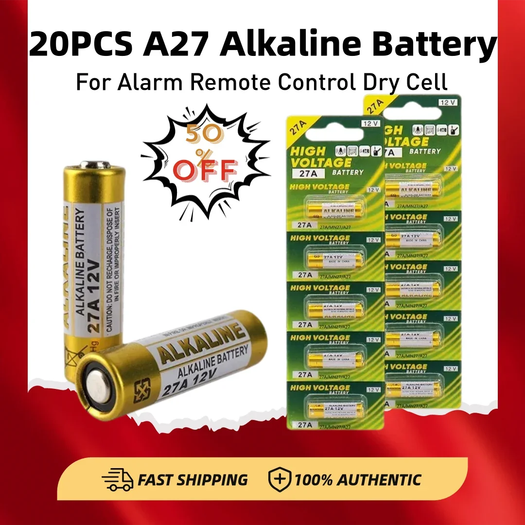 Щелочная батарея 12 В A27 27A G27A MN27 MS27 GP27A L828 V27GA ALK27A A27BP K27A VR27 R27A для сигнализации, пульт дистанционного управления, сухая батарея, 20 шт.