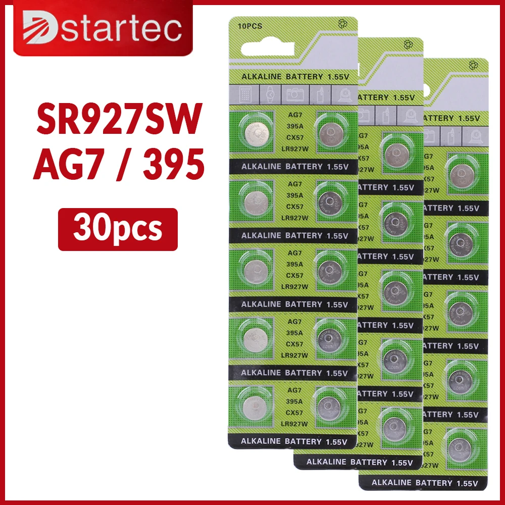 NEW 10PCS-50PCS 1.55V AG7 LR927 LR57 SR927W 399 GR927 395A AG 7 Battery Button Batteries For Watch Toys Remote Cell Coin Battery canon battery Batteries