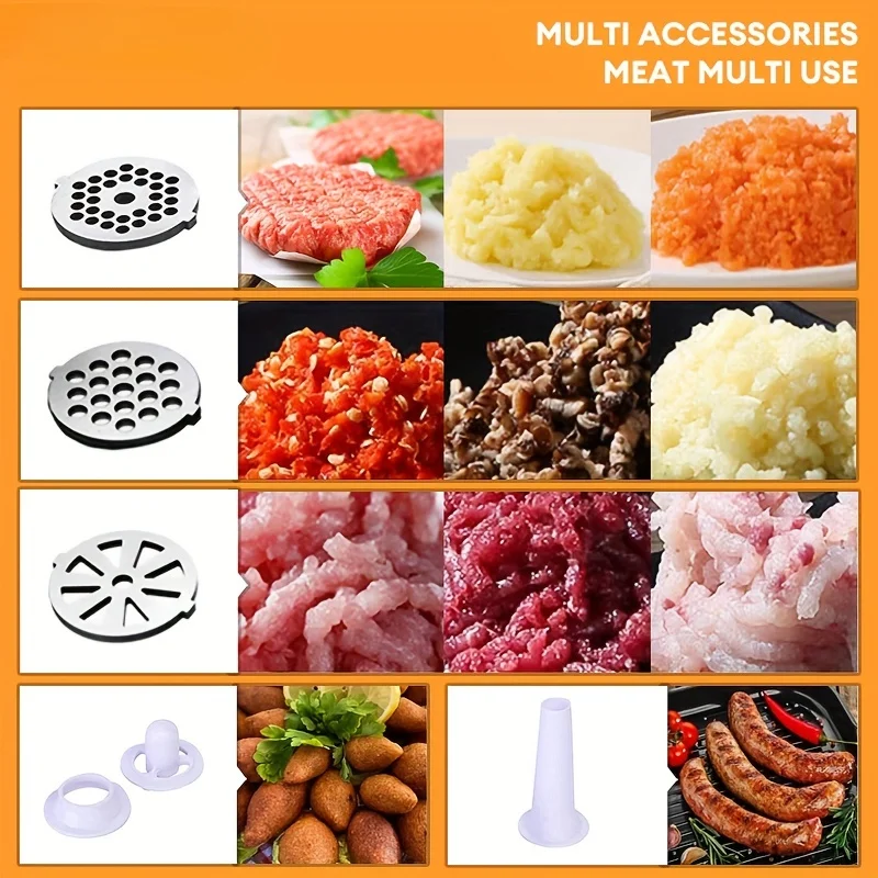 Electric Meat Grinder Heavy Duty Meat Mincer with Blades & Grinding Plates, Sausage Stuffer Maker, Grinder Plates for Home 4