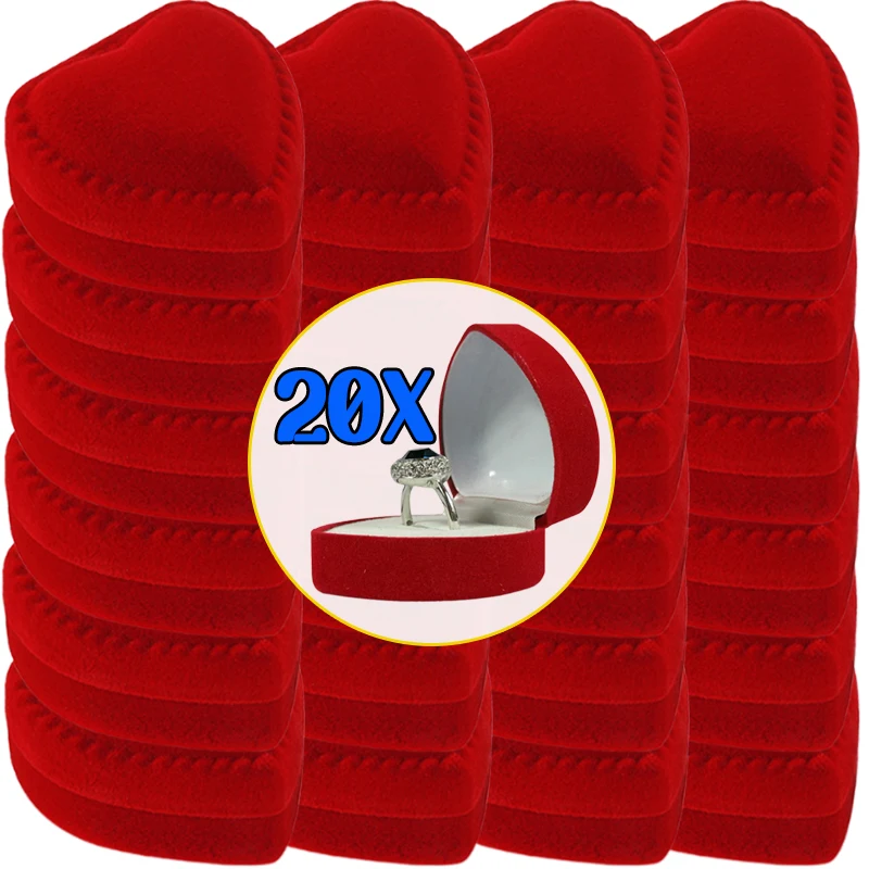 Elegant Red Heart Flocking Ring and Earrings Gift Box