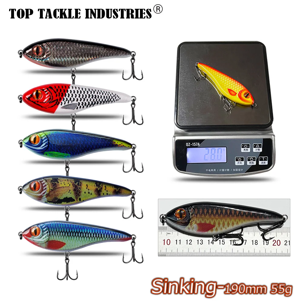 

Sinking Jerk Bait Fishing Lure Wobblers 10.5cm 28g Mini Artificial Hard Bait Jig 3D Eyes 5pcs Combination
