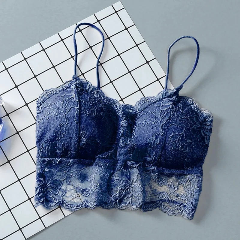 Summer Women Lace Sleeveless Tops padded Bralette Bra Bustier Zipper Back Club Crop Tank lingerie women lingerie bra women tank tops lace camisole tops