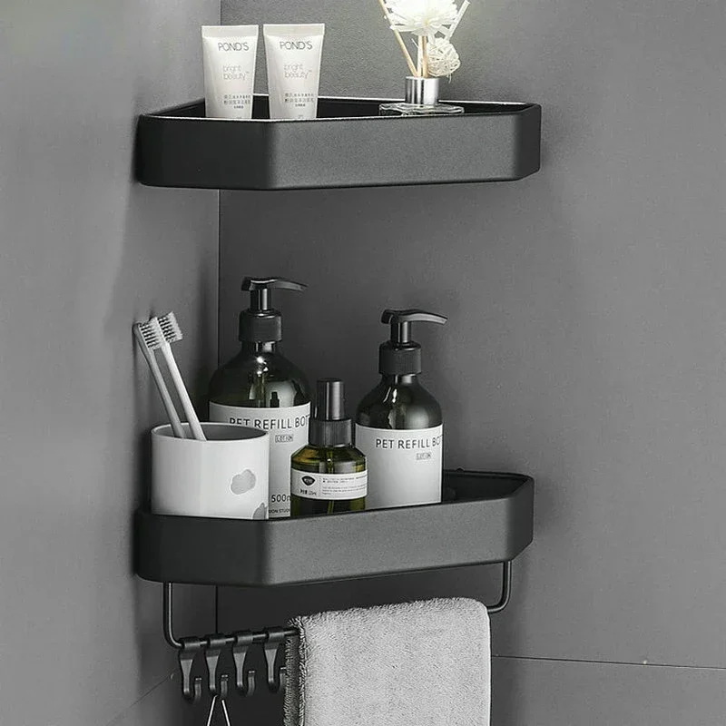 

Bathroom Shelf Corner Space Aluminum Bathroom Triangle Basket Shower Room Storage Rack Wall Mounted Black/Matte/Grey
