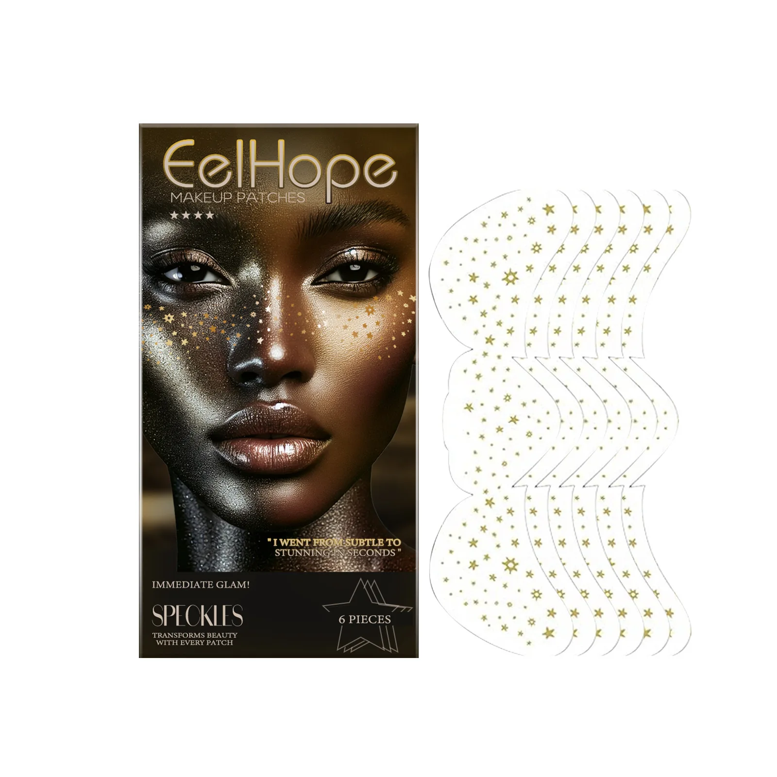 Facial Spot Glitter Sticker Fake Freckle Metallic Golden Irregular Waterproof Temporary Tattoo Star Sticker For DIY Makeup Party 2