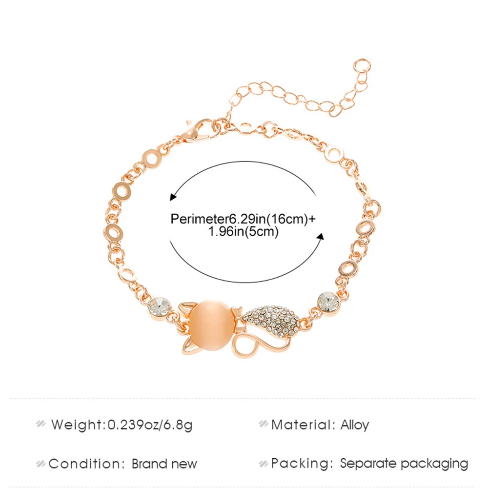 Exquisite Geometry Bracelet Inlaid Zircon Adjustable Cat Bracelet  for Women Rhinestone Crystal Shiny - PeticaDeals