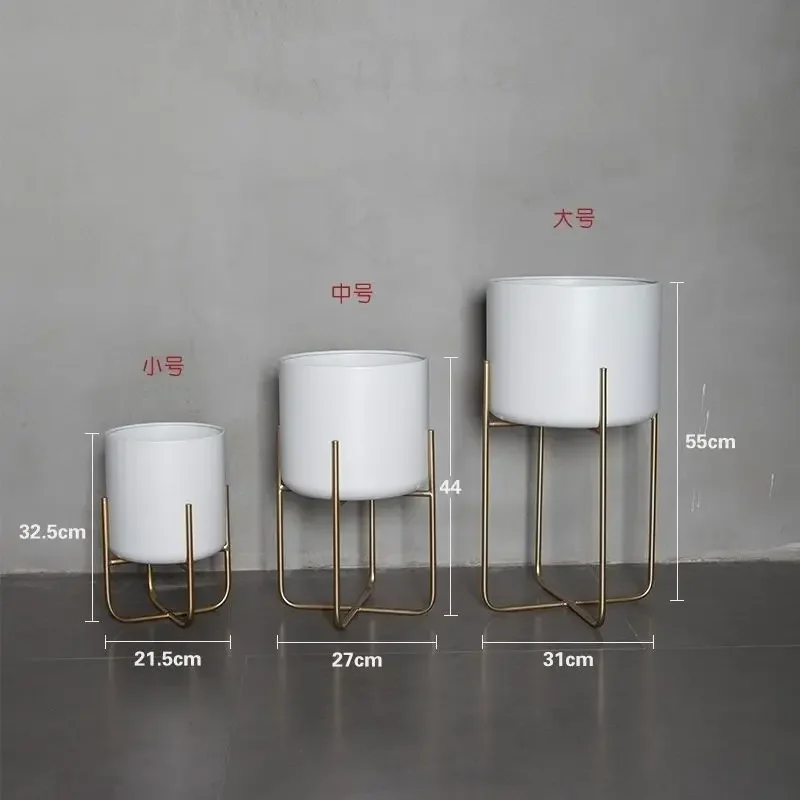Nordic Indoor Gold Iron Art Floor Type Flower Rack Balcony Plant Decoration Shelf Home Flowerpot Stand Stylish DisplayElegance