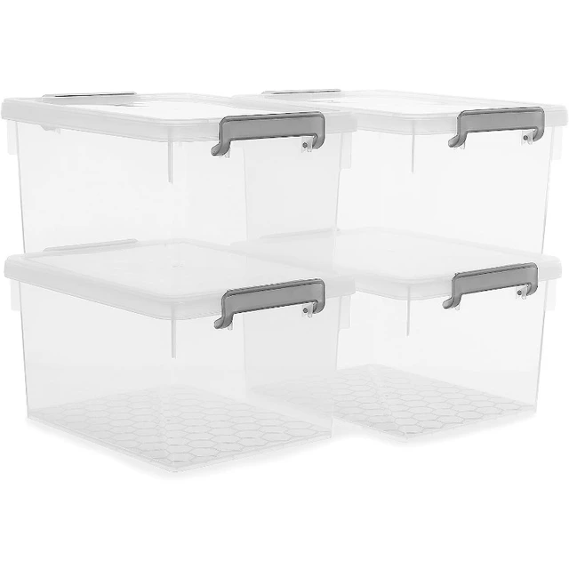 Iris Stackable Clear Storage Boxes 22 x 16 12 x 13 Clear Black