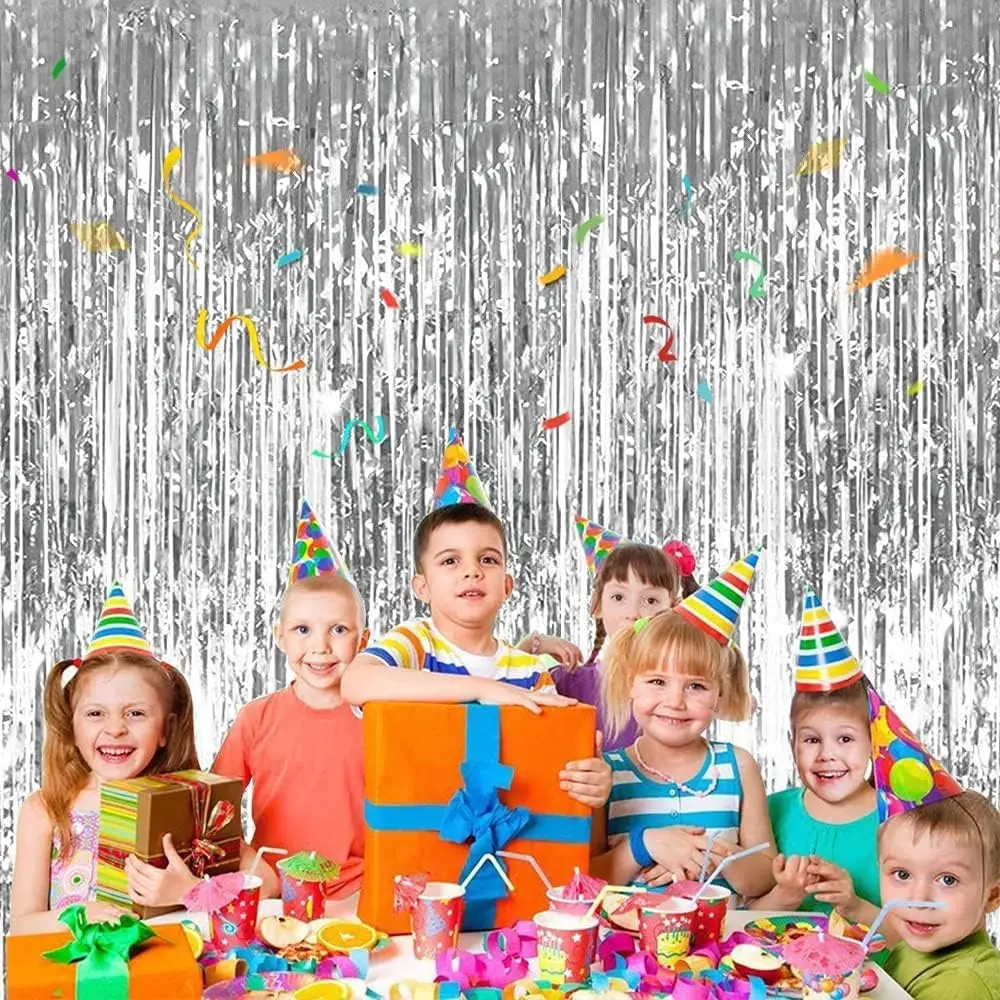 Metallic Streamers 3Pcs Aluminum Foil Fringe Curtain Metallic Streamers