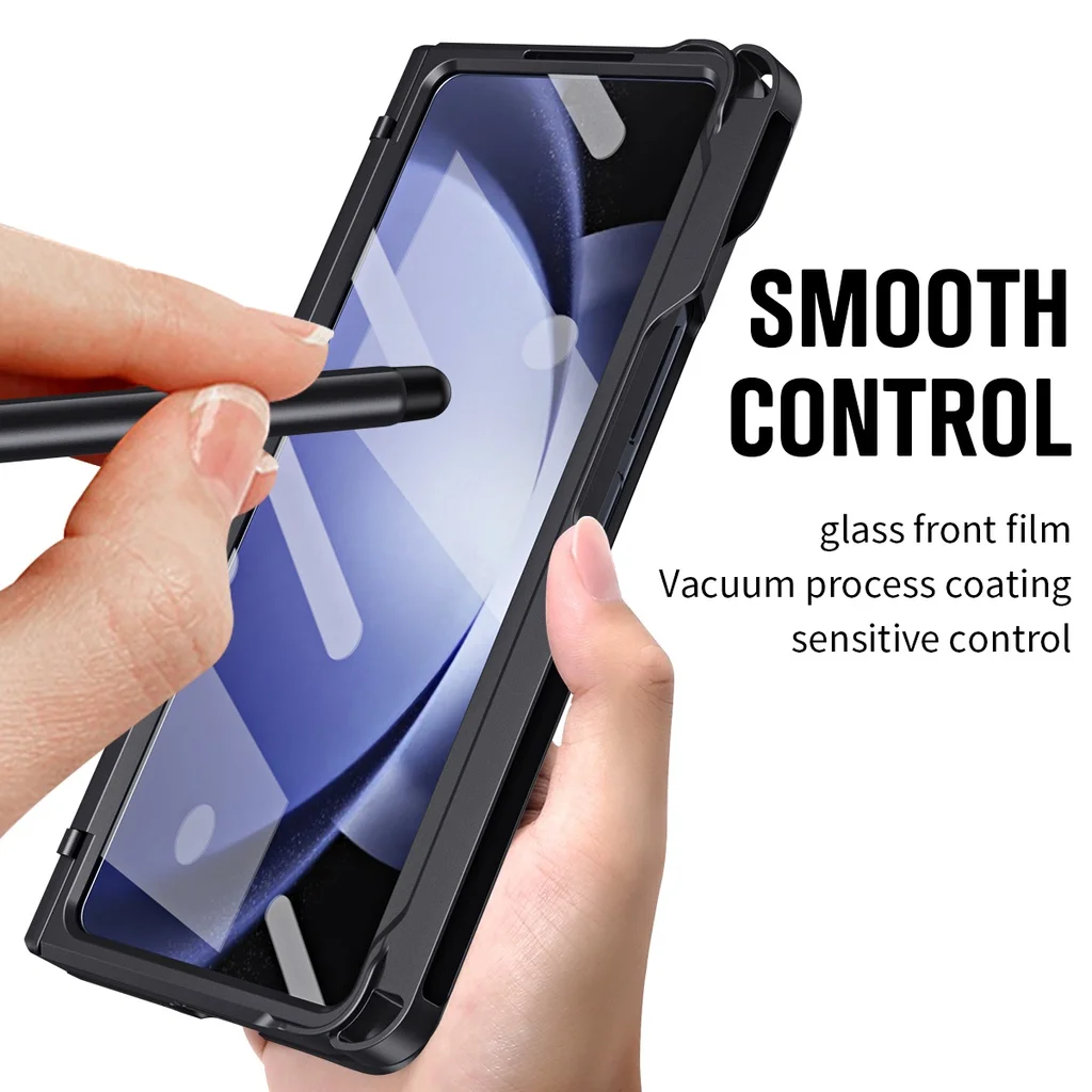With Touch Pen Flat Hinge Screen All-inclusive Drop Protection Cover for Samsung Galaxy Z Fold 5 Phone Case Stand Holder Bracket