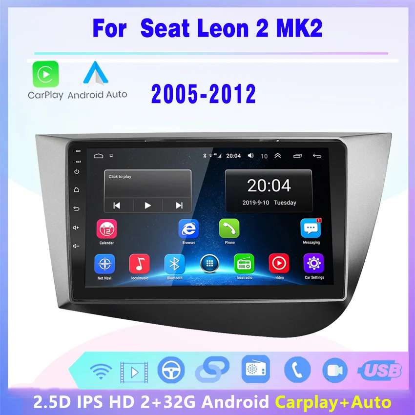 Автомагнитола 2DIN Android GPS стерео мультимедийный плеер Carplay Wi-Fi BT 2 + 32 для seat Leon 2005-2012 |