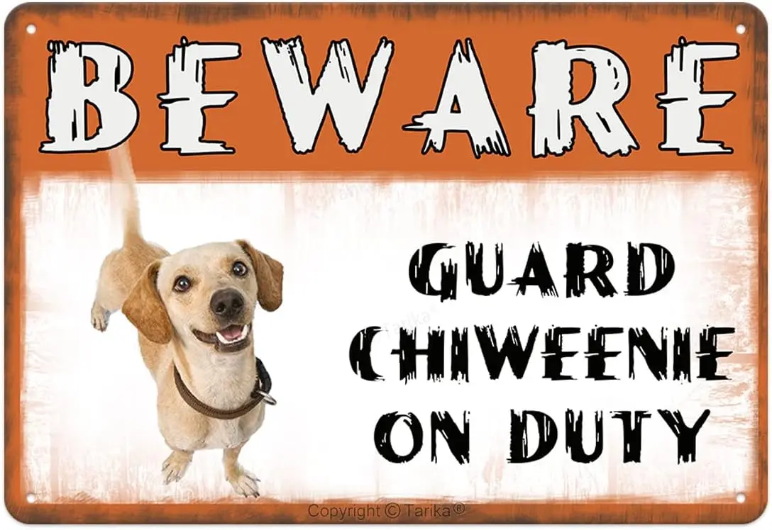 Beware Of Guard Yorkie Tin Sign – Vintage Iron Wall Decor For Bar, Cafe, Pub, Or Home