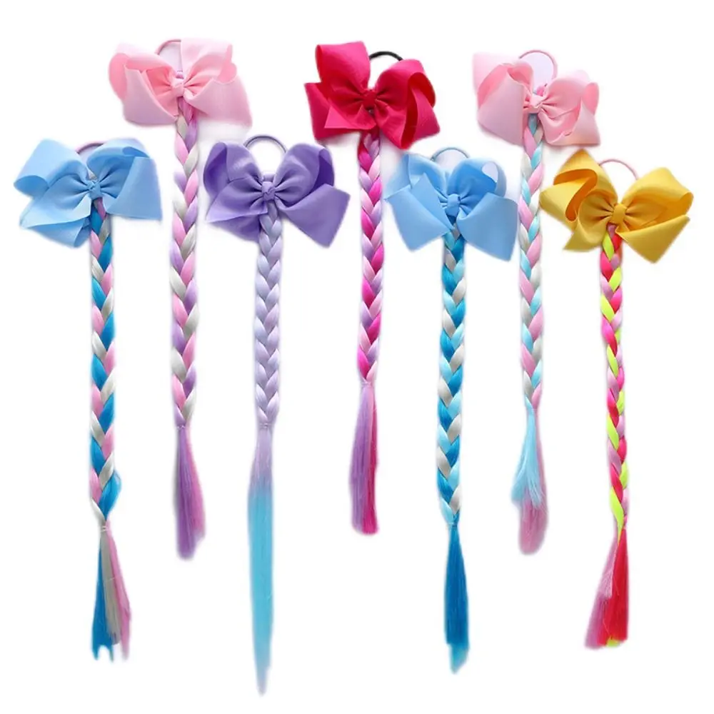 

Детские аксессуары для волос, невидимые детские головные уборы, детский мультяшный парик, милый парик с бантом для девочек, цветная оплетка, хвост