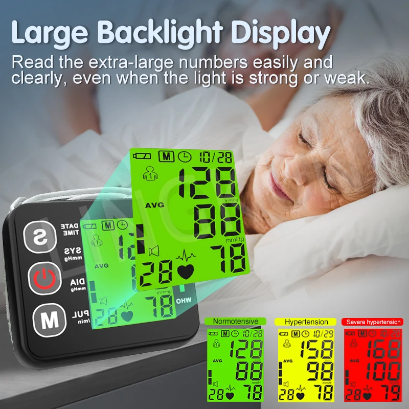 Electronic Bp Monitors High Accurate BP Monitors English Voice Wrist Blood Pressure Monitor Tonometer Digital Sphygmomanometer 5