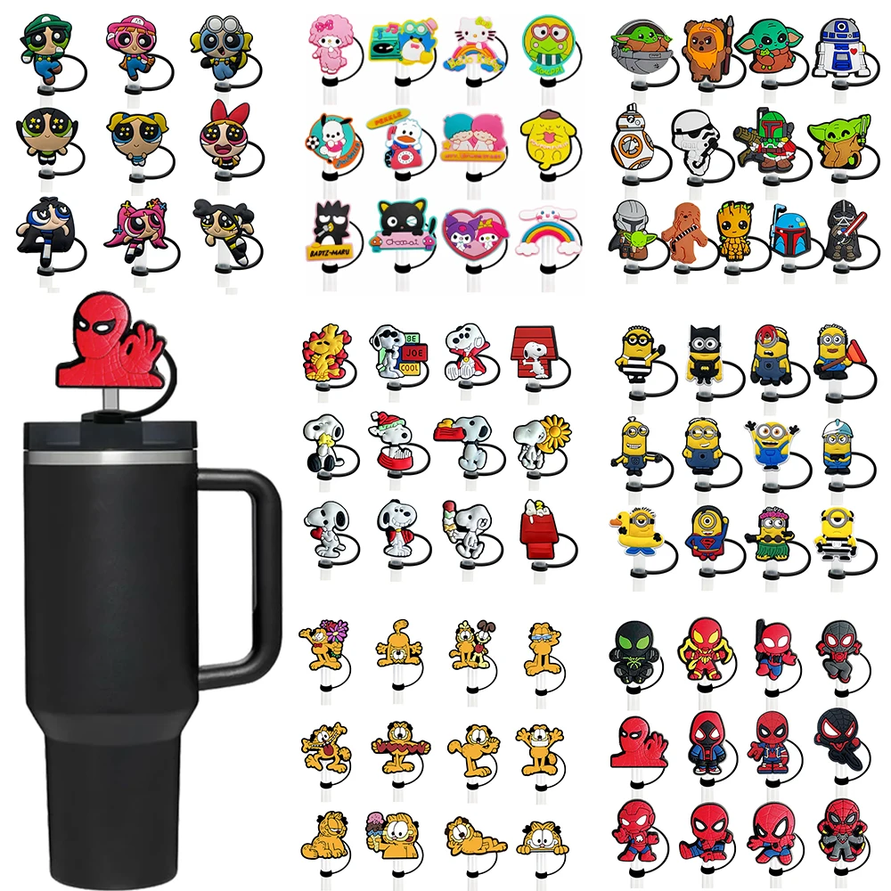 

Cartoon Straw Cover Cap 10MM 0.4in Silicone Drink Straw Plug Reusable Splash Proof Drinking fit Cup Accessorie Straw Cap Pendant