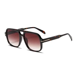 Double Bridge Square Aviator Sunglasses - UV400 Vintage Pilot Style, Retro Classic Sun Glasses (As shown)